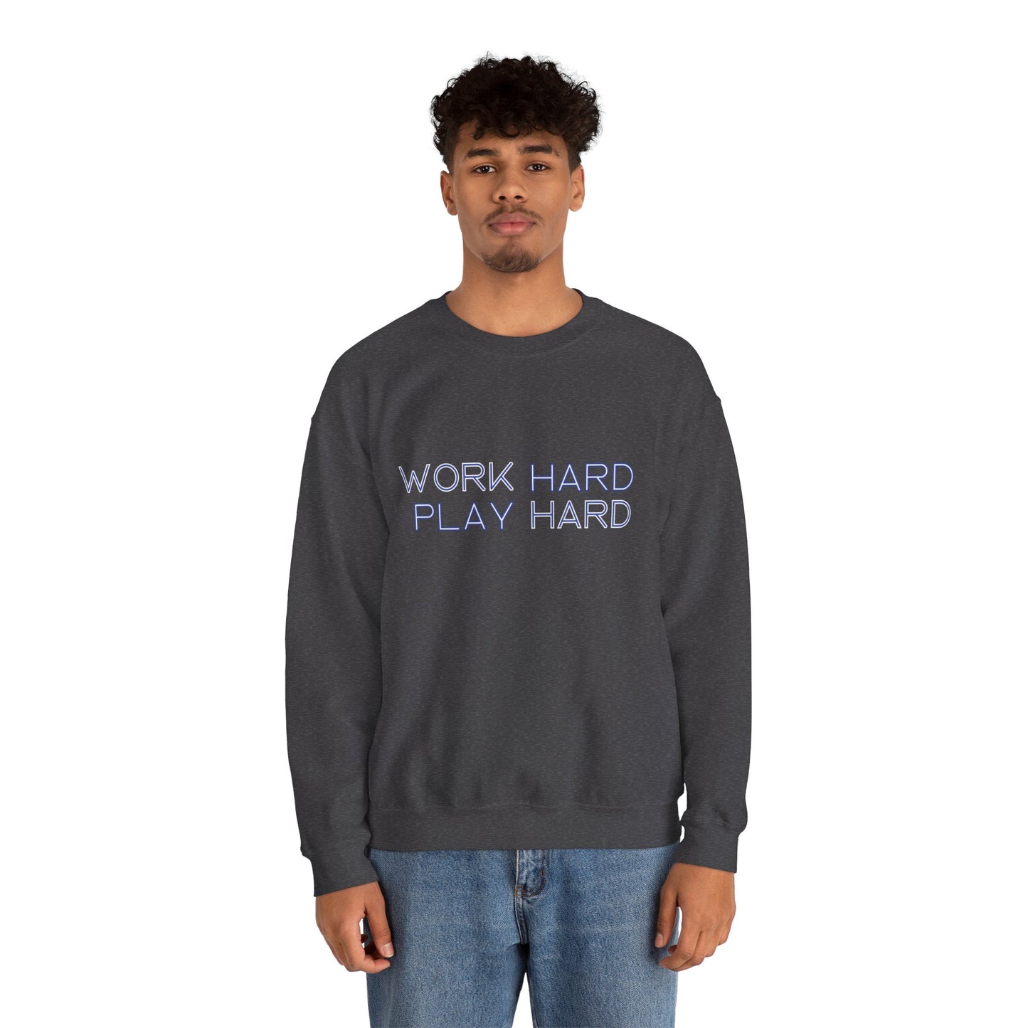 Stay Cozy, Stay Driven: Work Hard. Play Hard. Unisex Heavy Blend™ Crewneck Sweatshirt