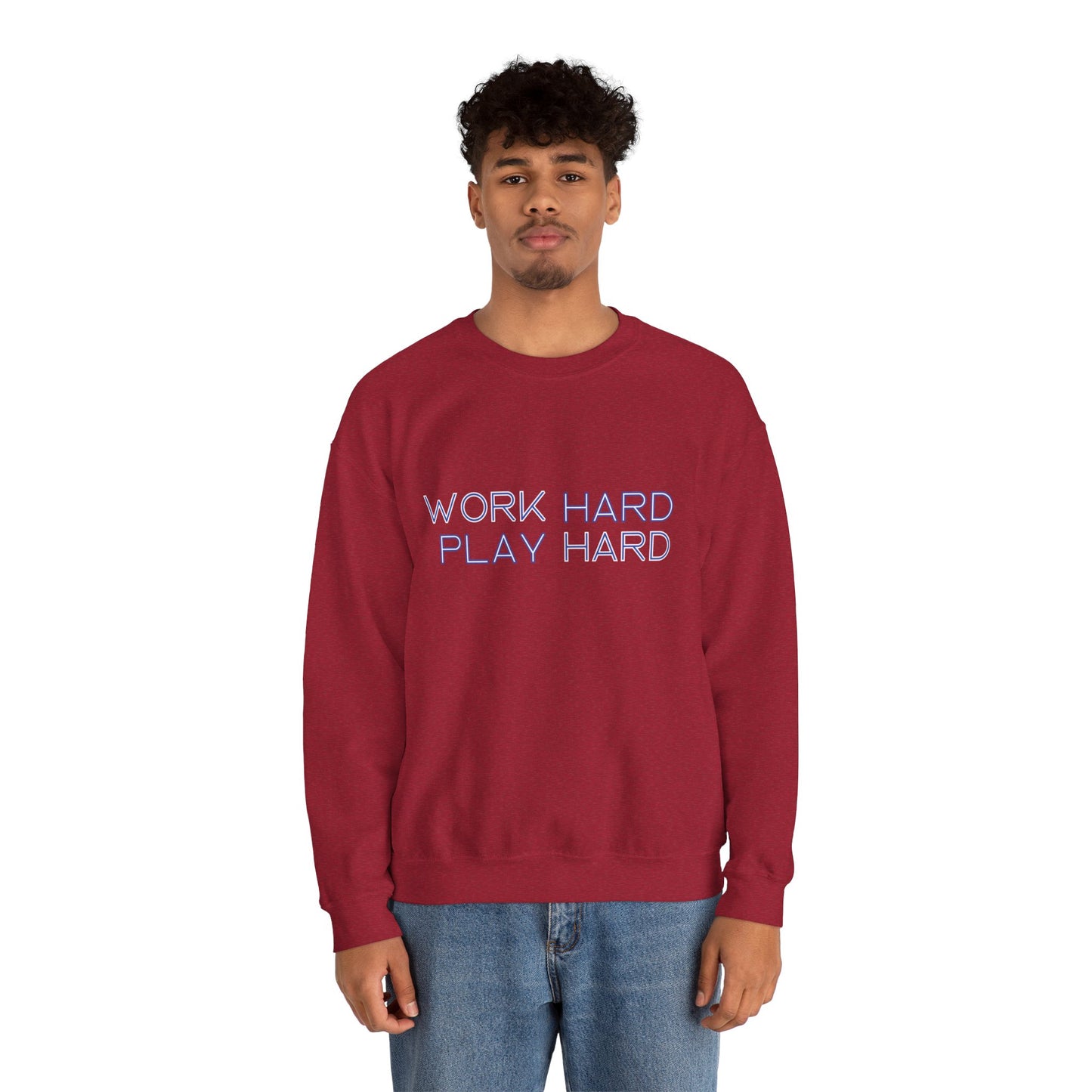 Stay Cozy, Stay Driven: Work Hard. Play Hard. Unisex Heavy Blend™ Crewneck Sweatshirt