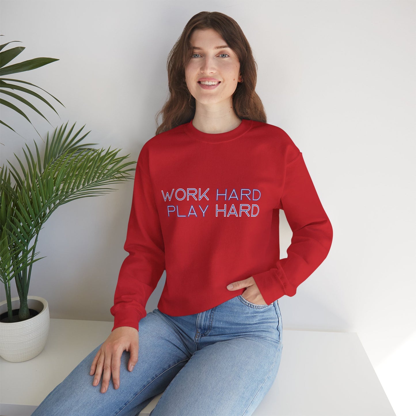 Stay Cozy, Stay Driven: Work Hard. Play Hard. Unisex Heavy Blend™ Crewneck Sweatshirt