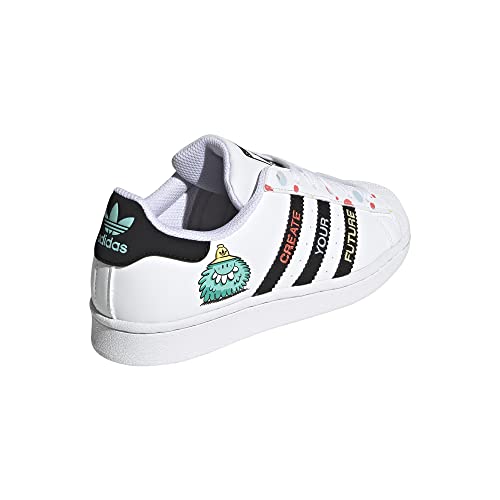 adidas Originals Superstar Skate Shoe, White/Black/Aqua, Unisex