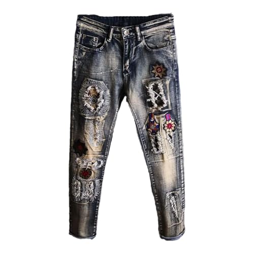 Mens Loose Straight Trousers Imported Baggy in Ripped with Holes