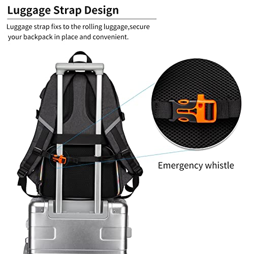 RUCYEN Skateboard Backpack, Laptop Backpack with USB Charging Port, RFID Anti-Theft Lock, Waterproof Fabric, Fits up to 15.6 Inch Laptop, for Business Travel Men(Dark Grey)