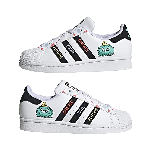 adidas Originals Superstar Skate Shoe, White/Black/Aqua, Unisex