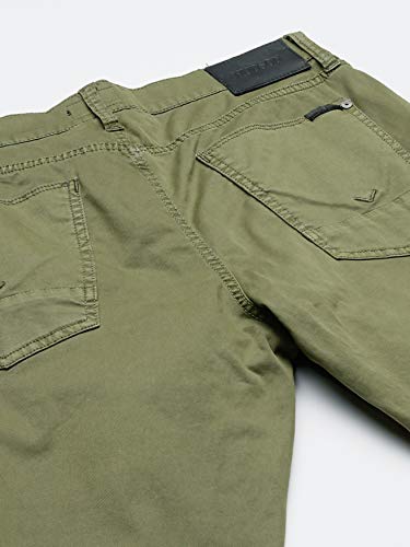 Hudson Jeans Men's Damian Slim Straight Leg Twill Pant with Biker Knee Patch, Face Off Green