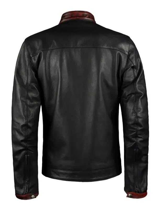 Mens Black Cafe Racer Leather jacket