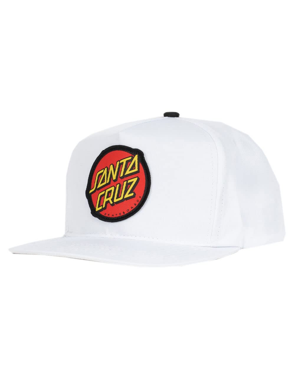 SANTA CRUZ Mid Profile Snapback Baseball Hat Classic Dot Skate Hat - White, Size: One Size