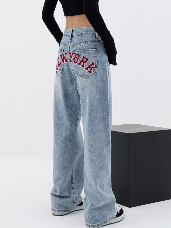 Woman 2024 Flare High Waist Baggy Stretchy Denim Pants