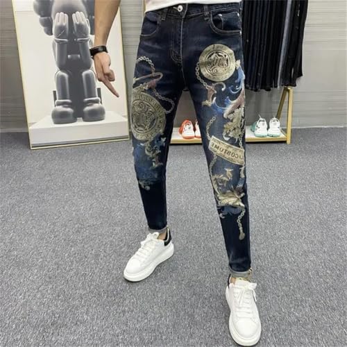 Mens Loose Straight Trousers Imported Baggy in Ripped with Holes