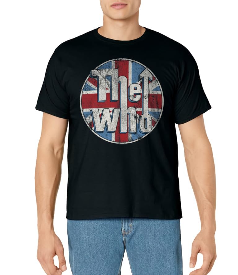 The Who Official Distressed Union Jack Circle Logo Short Sleeve T-Shirt