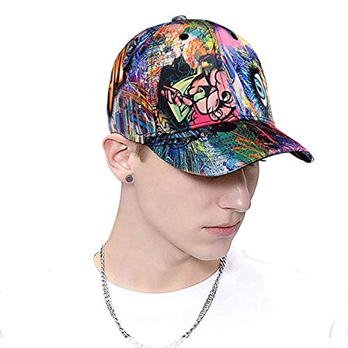 Quanhaigou Printed Baseball Cap,Graffiti Unisex Snapback Hip Hop Hats Cool Adjustable Summer Hats (Blue Eyes)