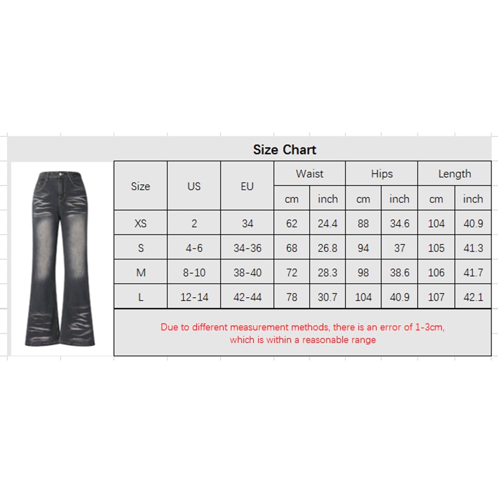 Women Low Rised Wide Leg Denim Pants Y2k Solid Baggy Flared Hem Jeans