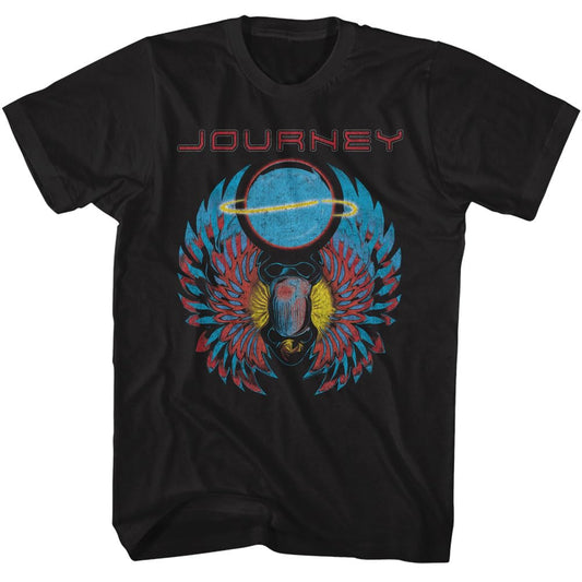 Journey Logo Scarab & Orb Adult Short Sleeve T Shirt Vintage Style 80s Music Graphic Tees Black