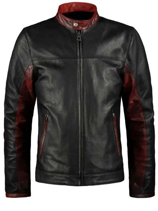 Mens Black Cafe Racer Leather jacket