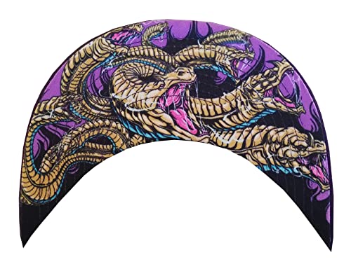 Capiche [99+ Variations] Snapback Cap, Hydra, Black and Purple Baseball Hat, Zilla, Serpentine Water Monster, Greek Mythology, Roman, LEMA, Underworld, Tattoo Art, Greece