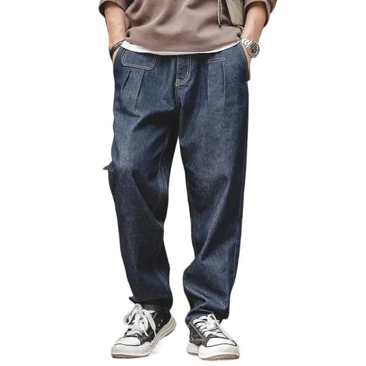 Retro Denim Wash Baggy Men's Jeans Wide Leg Tapered Pants