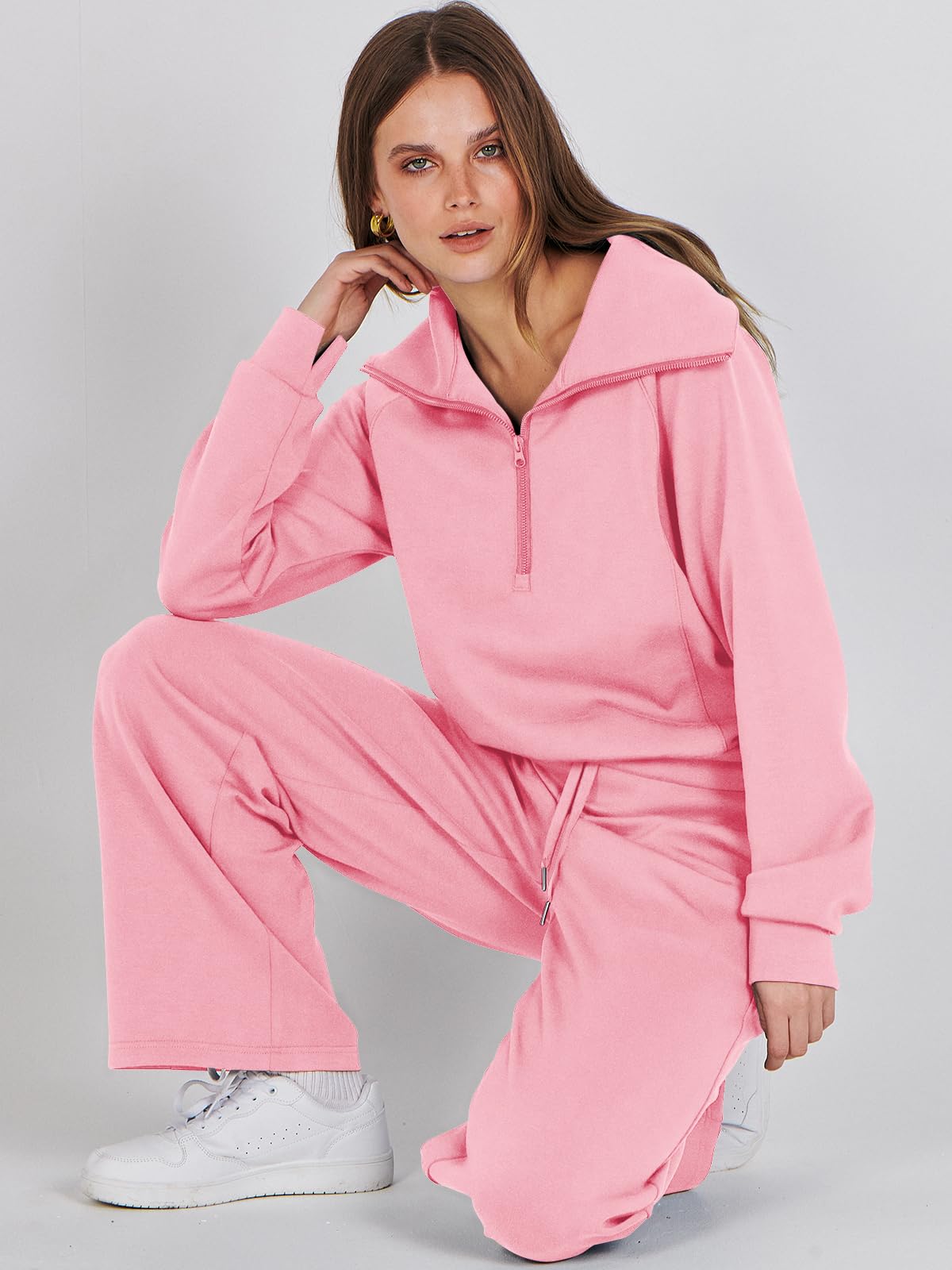 Women 2 Piece Sweatsuit Oversized Sweatshirt Sweatpants Tracksuit Lounge Matching Set