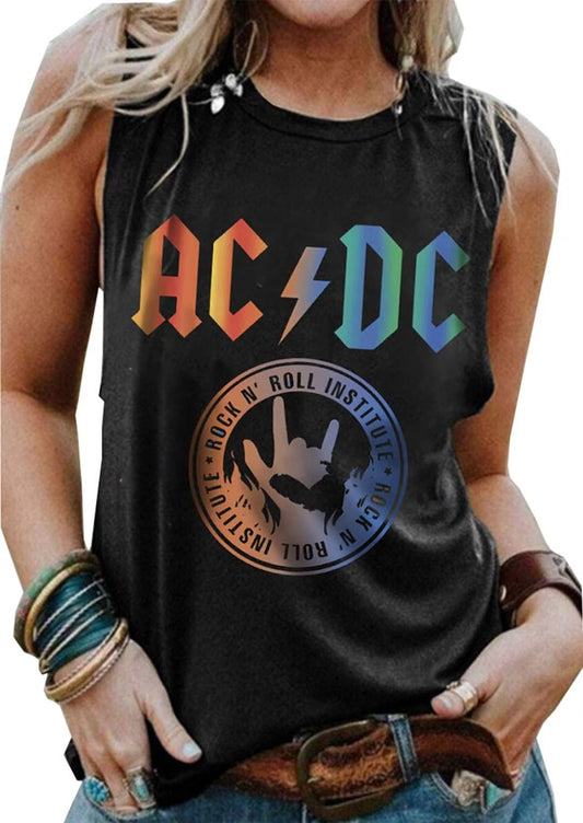 Rock & Roll Tank Top for Women Rock Music Graphic Tees Shirt Summer Sleeveless Graphic Print Tank Top