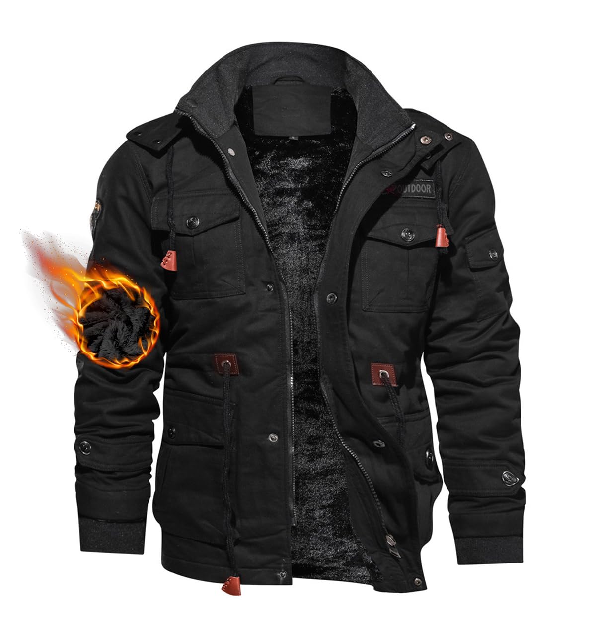 TACVASEN Mens Winter Jacket Mens Fleece Jacket Warm Jackets Winter Coats for Men Military Work Jackets with Hooded