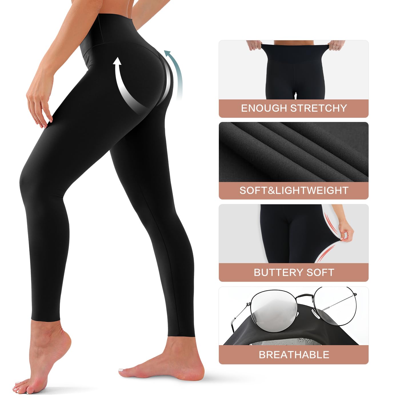 High Waisted Leggings for Women Soft Tummy Control Pants Non See Through Workout Yoga Pants