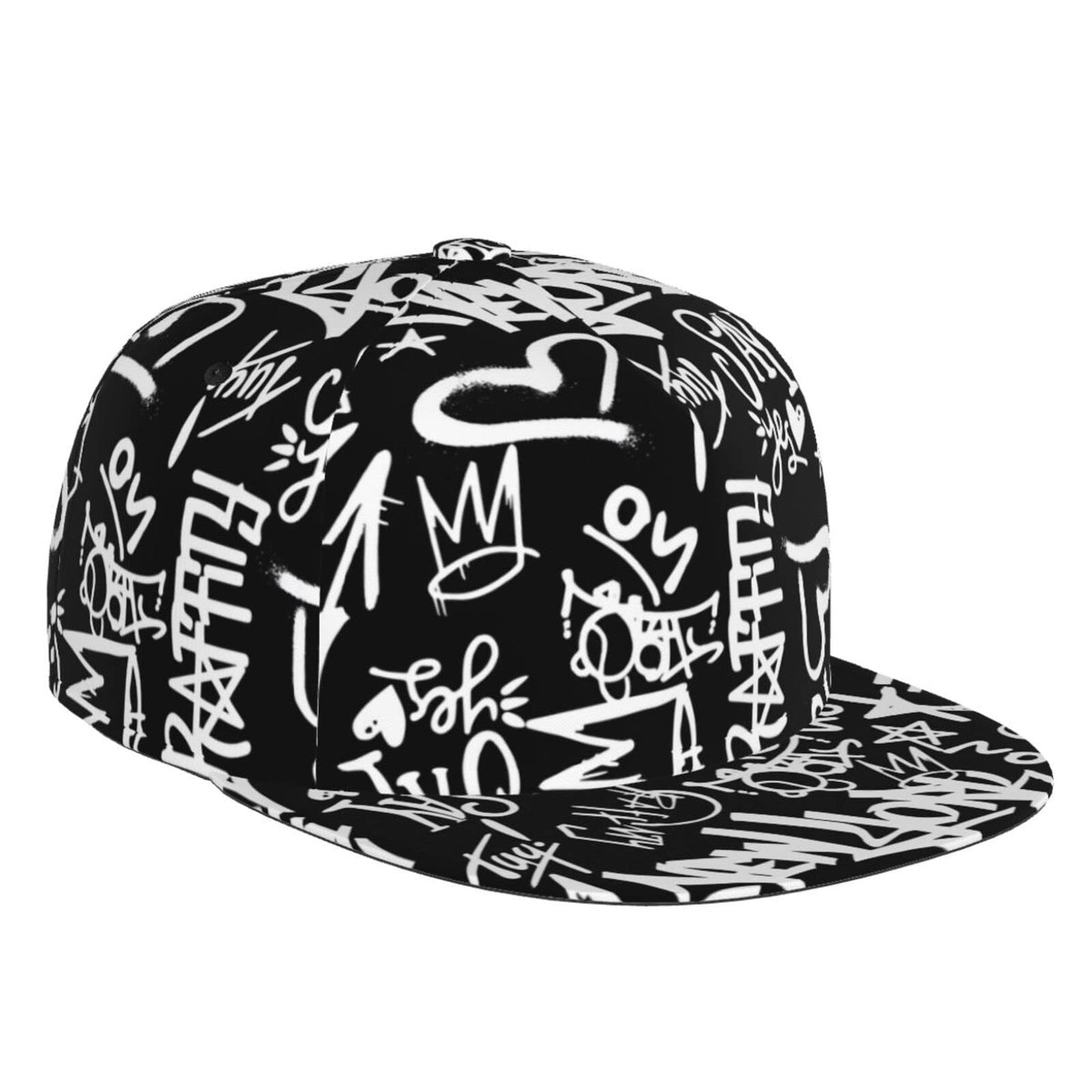 Fashion Hip Hop Style Adjustable Snapback Hat for Men and Women Sun Cap Graffiti Cap Doodle Baseball Cap Flat Bill Brim Hat