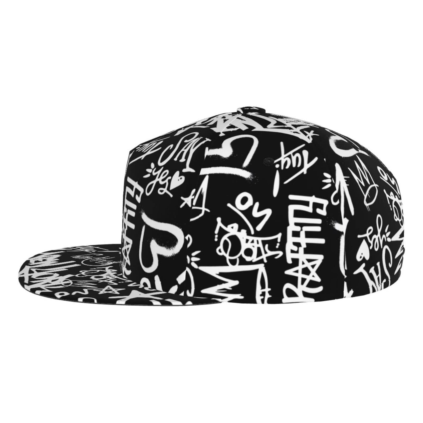 Fashion Hip Hop Style Adjustable Snapback Hat for Men and Women Sun Cap Graffiti Cap Doodle Baseball Cap Flat Bill Brim Hat