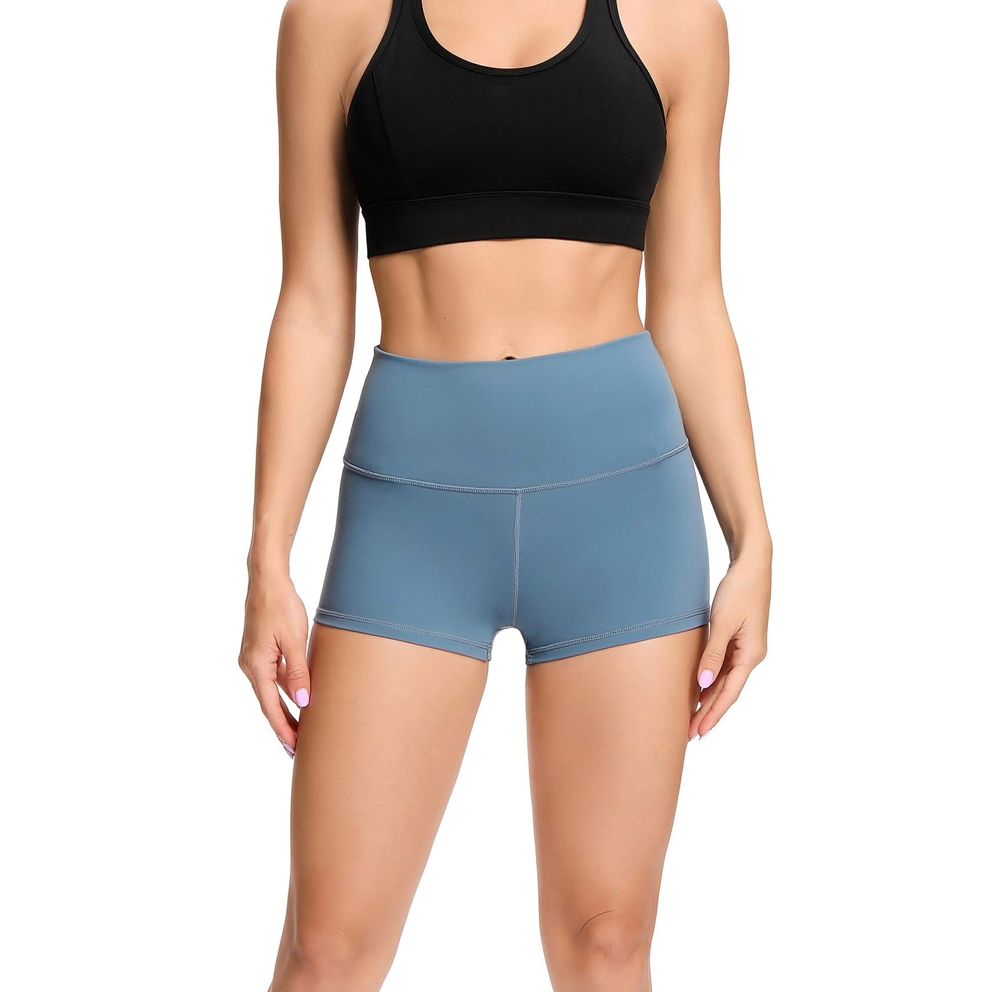 Women's 2" High Waist Yoga Shorts Tummy Control Biker Running Workout Compression Shorts