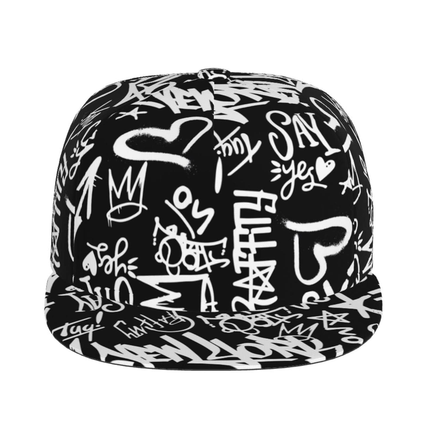 Fashion Hip Hop Style Adjustable Snapback Hat for Men and Women Sun Cap Graffiti Cap Doodle Baseball Cap Flat Bill Brim Hat