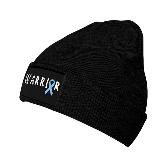 Warrior Prostate Cancer Awareness Hat Cuffed Knit Skull Cap Beanie Hats for Men Women, Knit Hat Ski Stocking Cuffed Cap Black