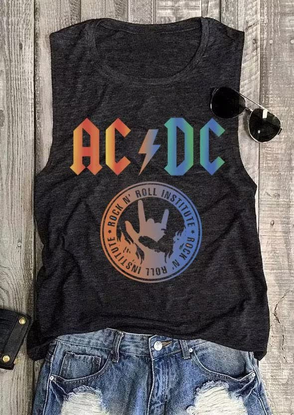 Rock & Roll Tank Top for Women Rock Music Graphic Tees Shirt Summer Sleeveless Graphic Print Tank Top