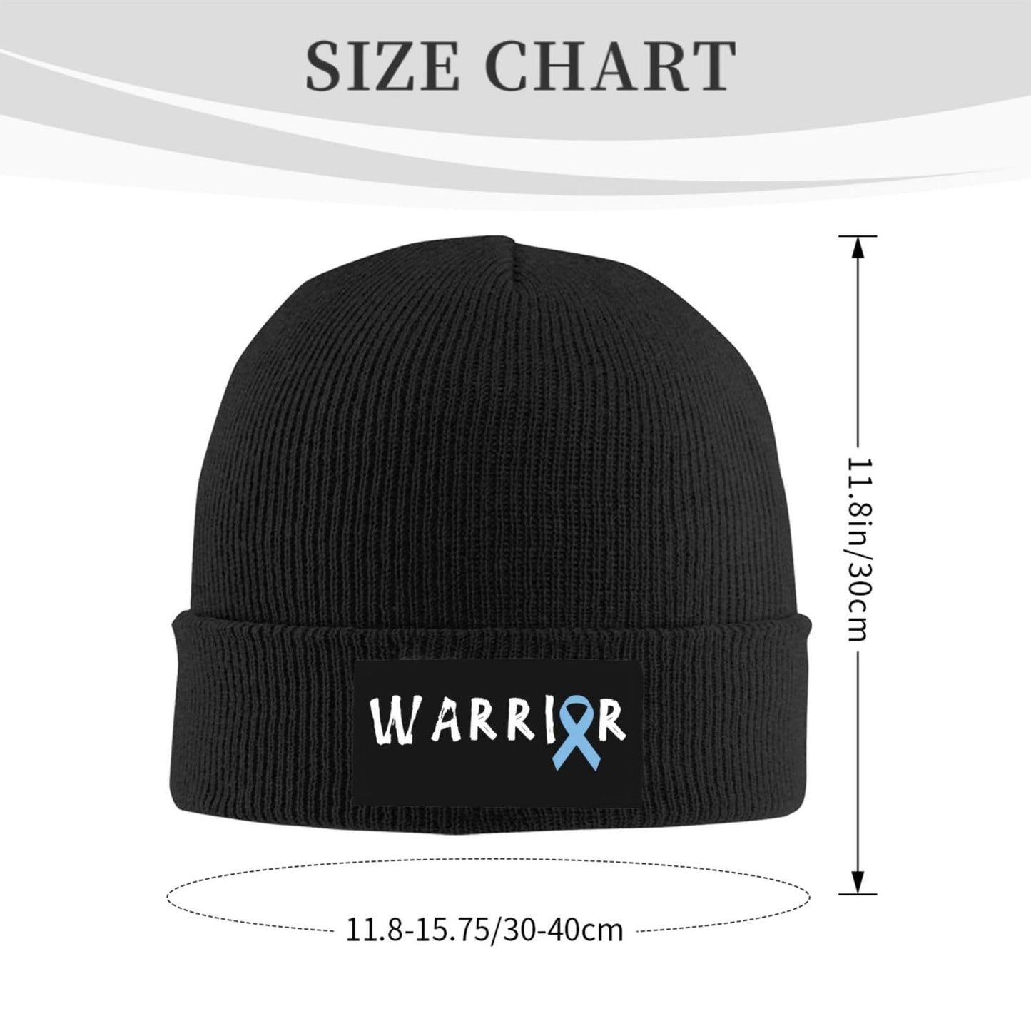 Warrior Prostate Cancer Awareness Hat Cuffed Knit Skull Cap Beanie Hats for Men Women, Knit Hat Ski Stocking Cuffed Cap Black