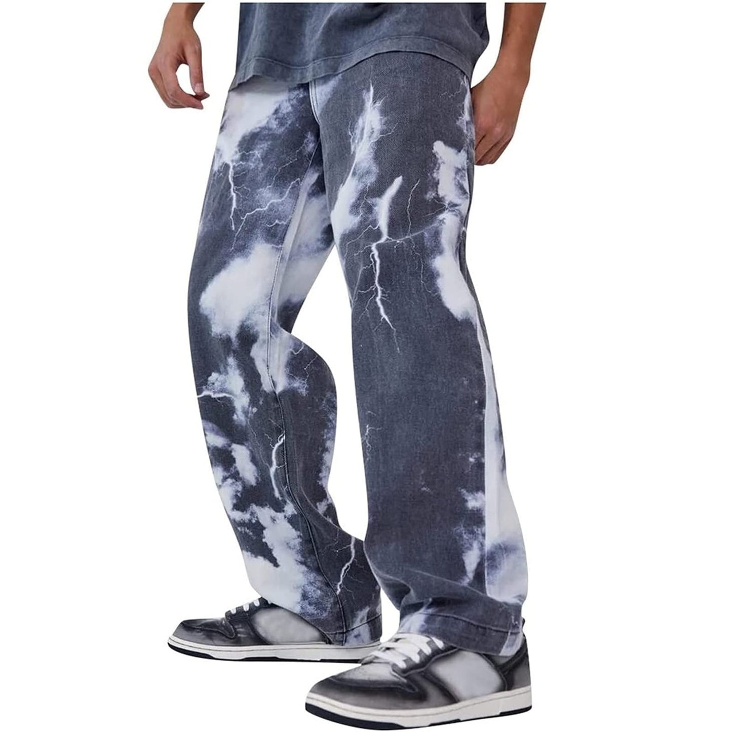 Tie-Dye Baggy Jeans Men Fashion Skateboard Jeans Men Straight Jeans Loose Denim Pants