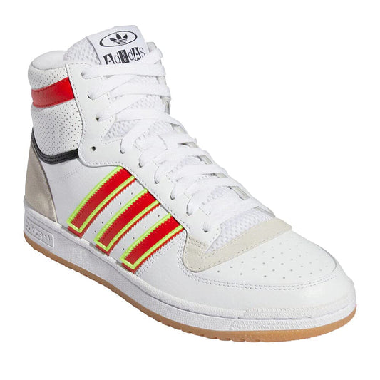 adidas Originals Men's Top Ten Hi Basketball Shoes, White/Vivid Red/Yellow