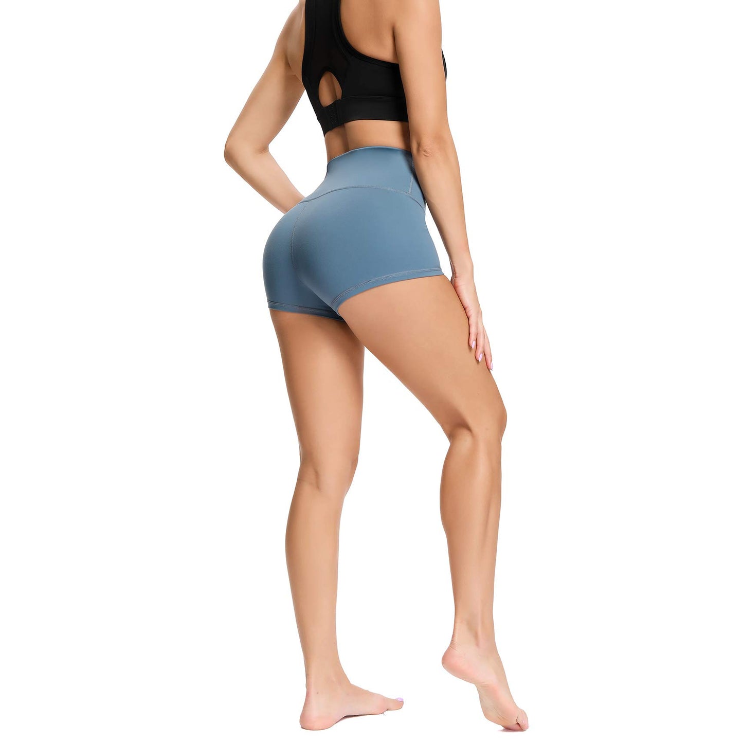 Women's 2" High Waist Yoga Shorts Tummy Control Biker Running Workout Compression Shorts