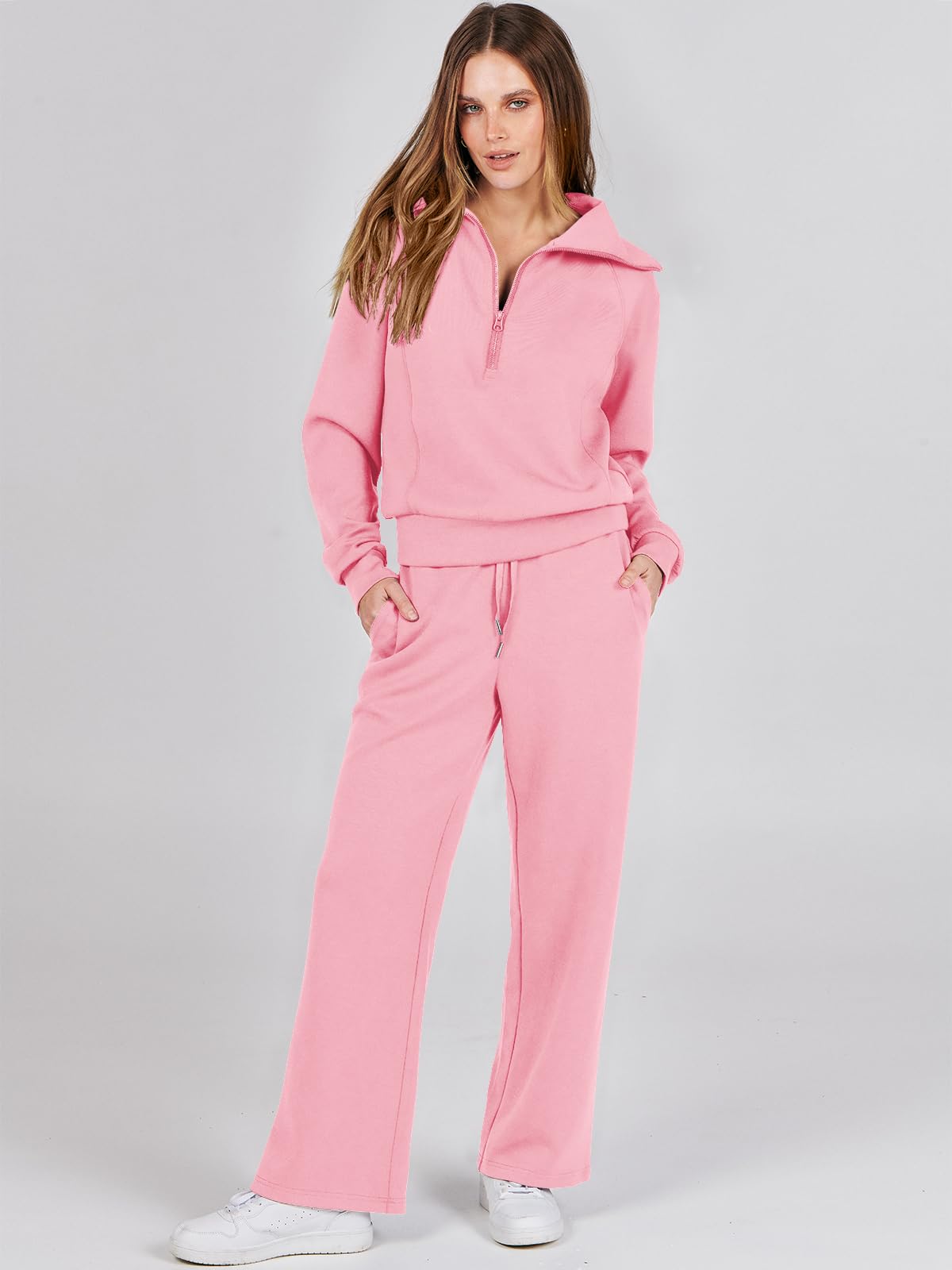 Women 2 Piece Sweatsuit Oversized Sweatshirt Sweatpants Tracksuit Lounge Matching Set