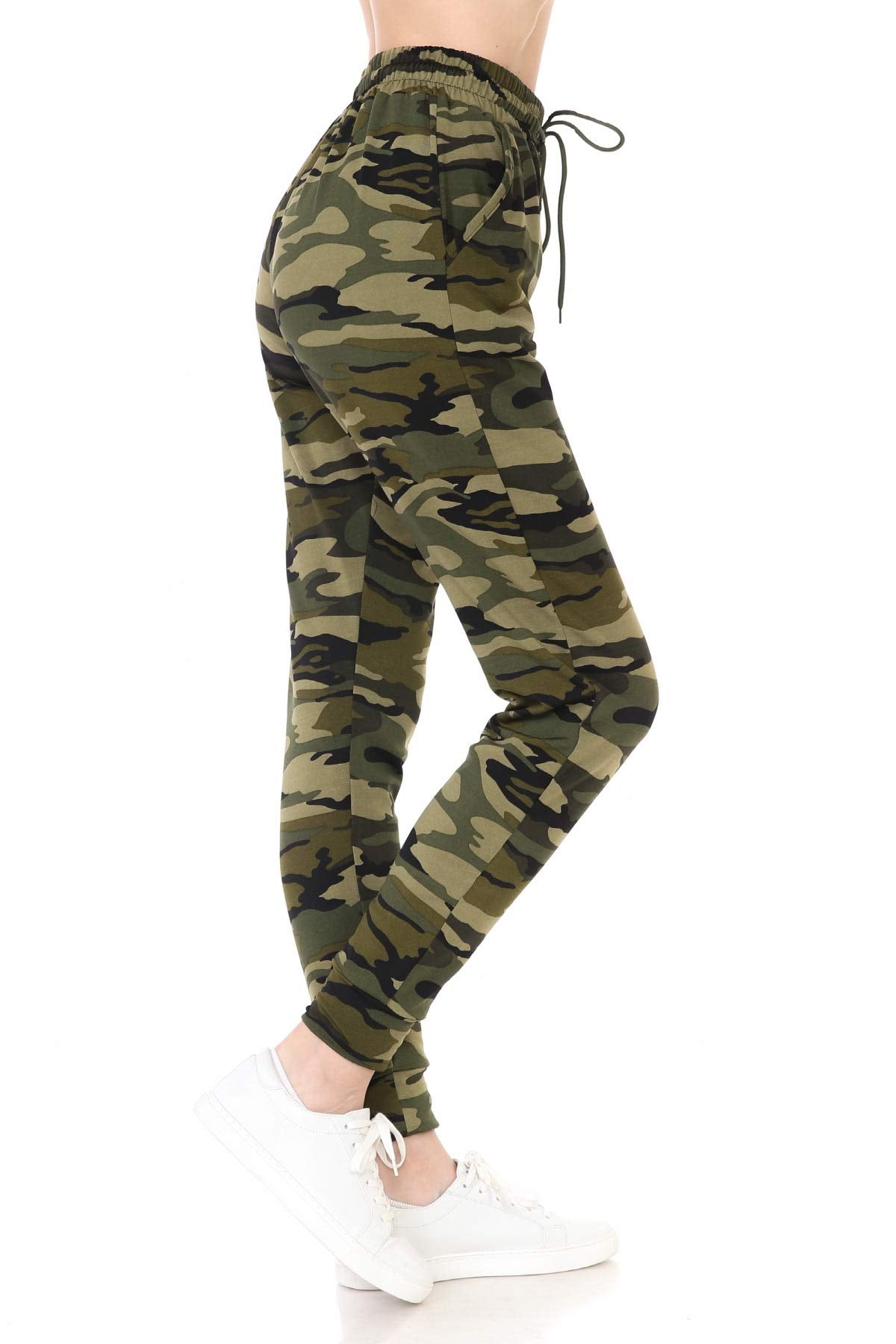 Leggings Depot JFL-N021-M Fleece Lined Camouflage Army Jogger Track Pants w/Pockets, Medium