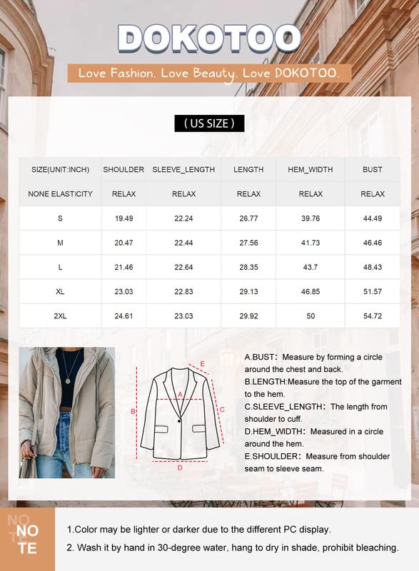 Dokotoo Womens Oversized Fashion Windbreaker Winter Autumn Full Zipper Front Drawstring Hooded Bomber Puffer Jacket Baggy Short Coats for Women Warm Comfy Soft Outerwear with Pockets Beige