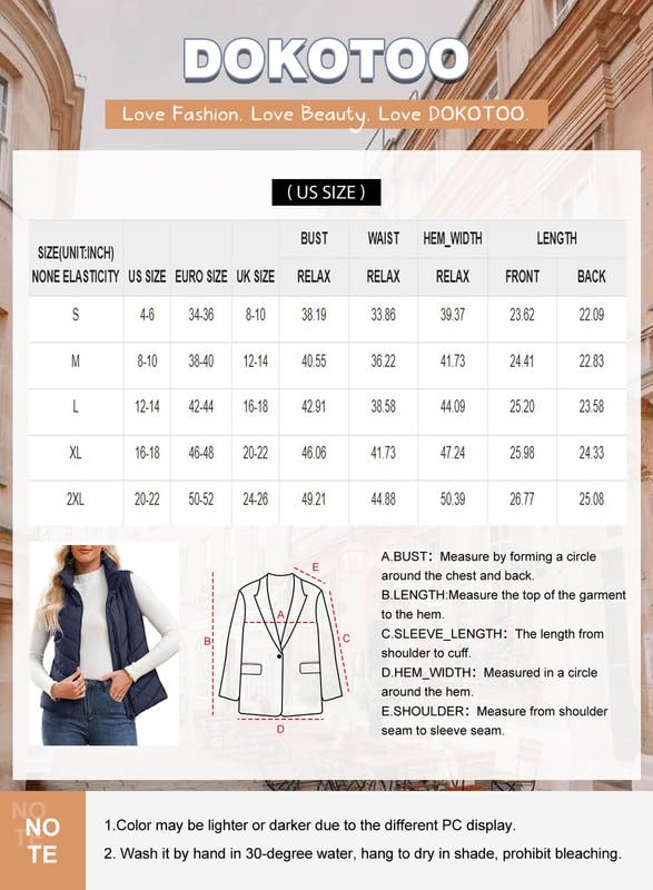 Dokotoo Women's Outerwear Vests Womens Fall Fashion 2024 Stand Collar Casual Zip Up Vest Sleeveless Outerwear Jacket Winter Coats for Women Pink Quilted Vest with Pockets