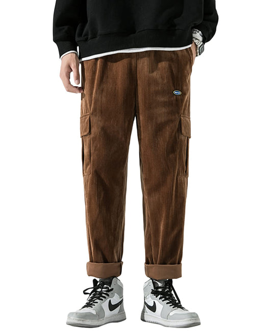 Aelfric Eden Corduroy Loose Pants Solid Vintage Casual Sweatpants Hip Hop Streetwear Pants Brown