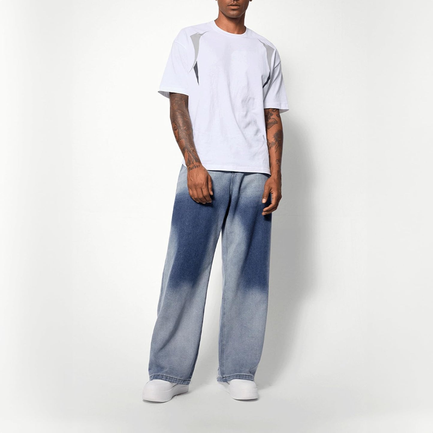 Baggy Jeans Men Grunge Ripped Denim Pants Wide Leg Oversized Streetwear Trousers