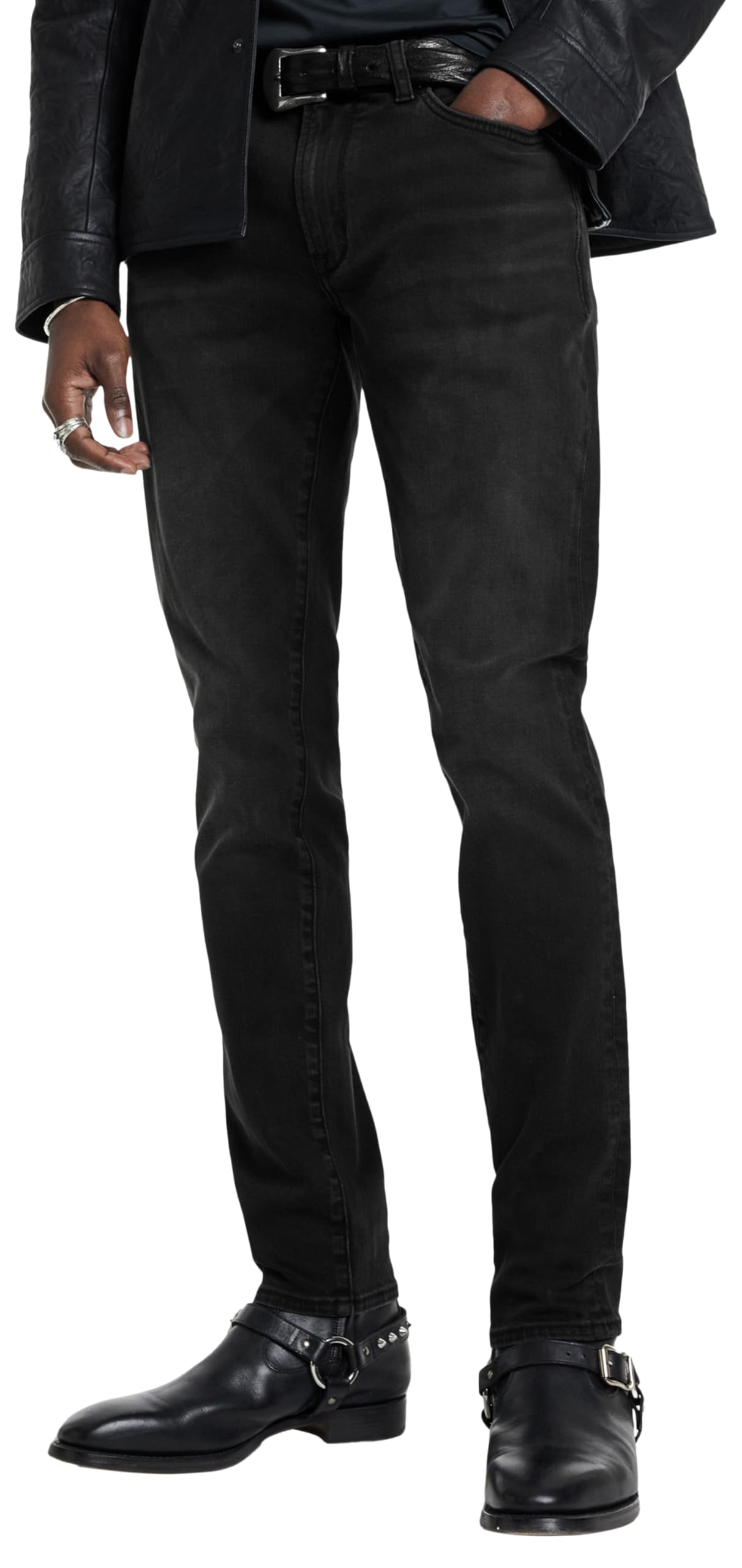 John Varvatos Men's Skinny Fit Jean in Dark Wash, Black