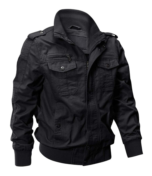 EKLENTSON Utility Jacket Winter Jacket Windbreaker Black Military Jacket Fall Jacket Men Black