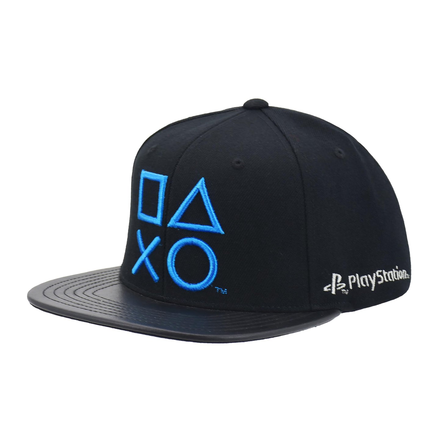 Sony PlayStation Baseball Cap, Shapes Logo Snapback Skater Baseball Hat with Flat Brim, Black, One Size