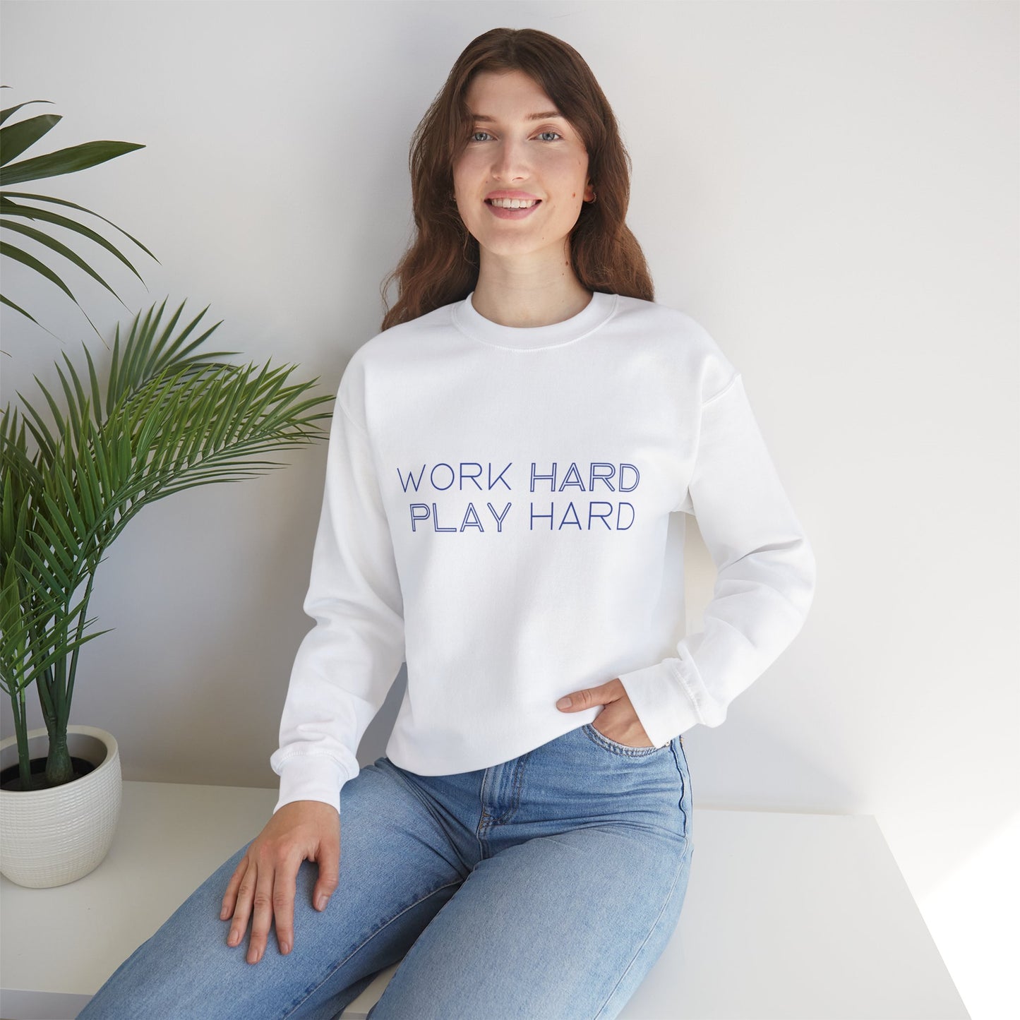 Stay Cozy, Stay Driven: Work Hard. Play Hard. Unisex Heavy Blend™ Crewneck Sweatshirt