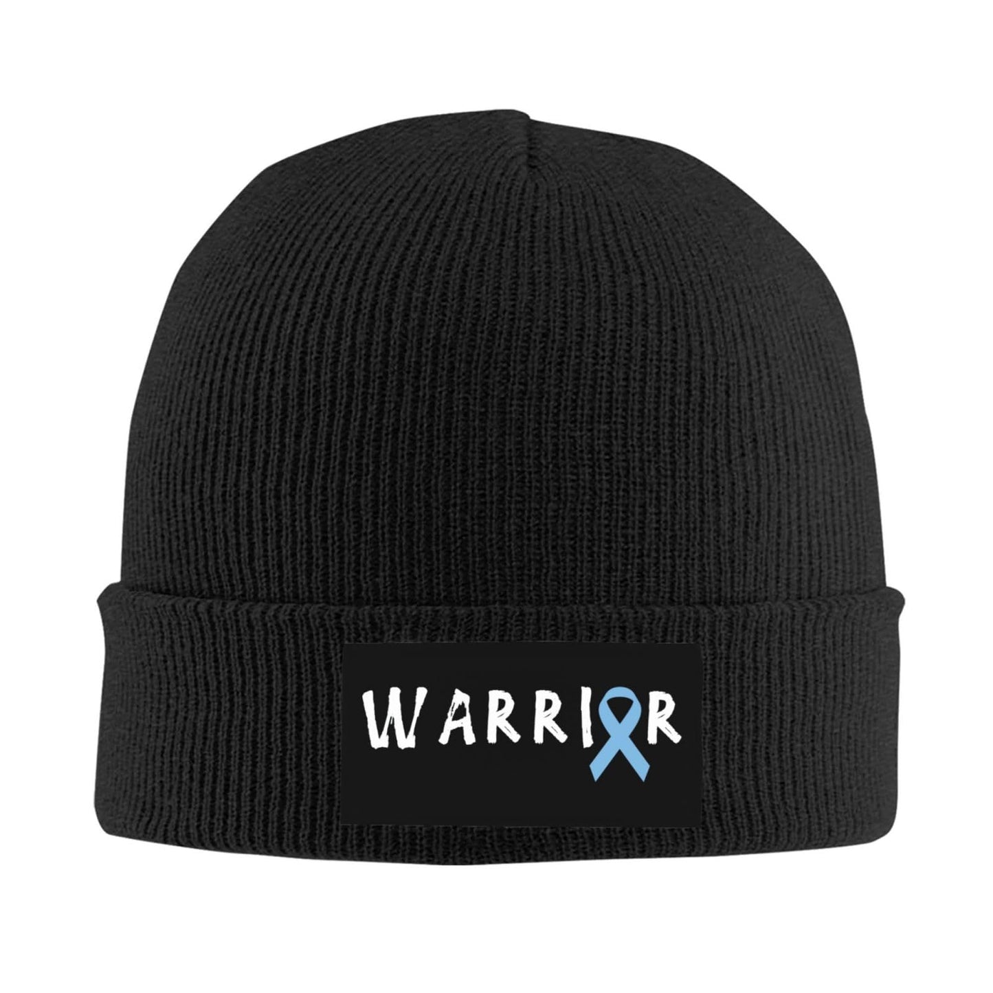 Warrior Prostate Cancer Awareness Hat Cuffed Knit Skull Cap Beanie Hats for Men Women, Knit Hat Ski Stocking Cuffed Cap Black