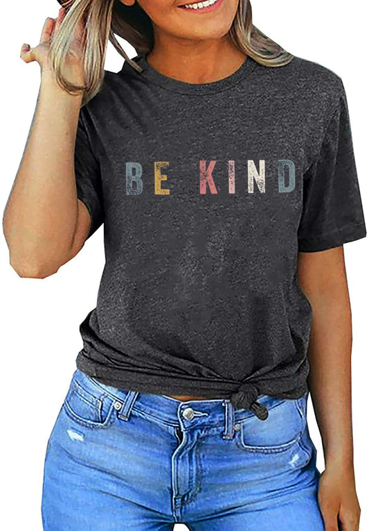 Be Kind T Shirt Women Inspirational Teacher Shirt Short Sleeve Letter Print Funny Graphic Shirt Tops