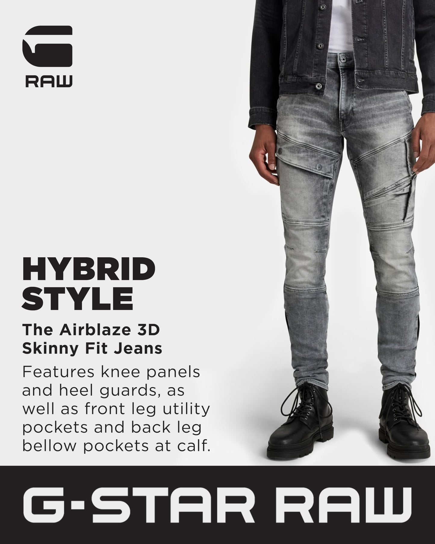 G-STAR Airblaze 3D Skinny Fit Jeans, Faded Seal Grey