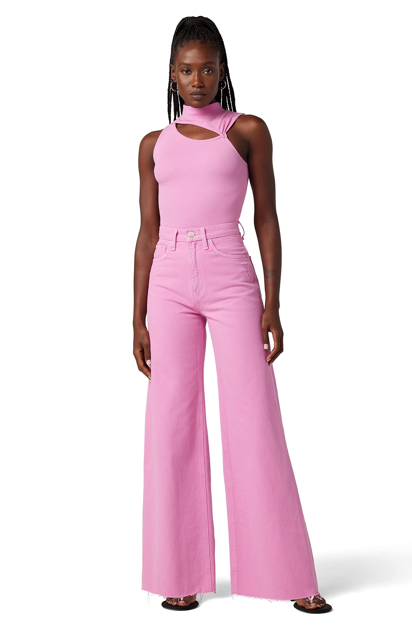 HUDSON Women's James High Rise Wide Leg Jean, Fuchsia Pink