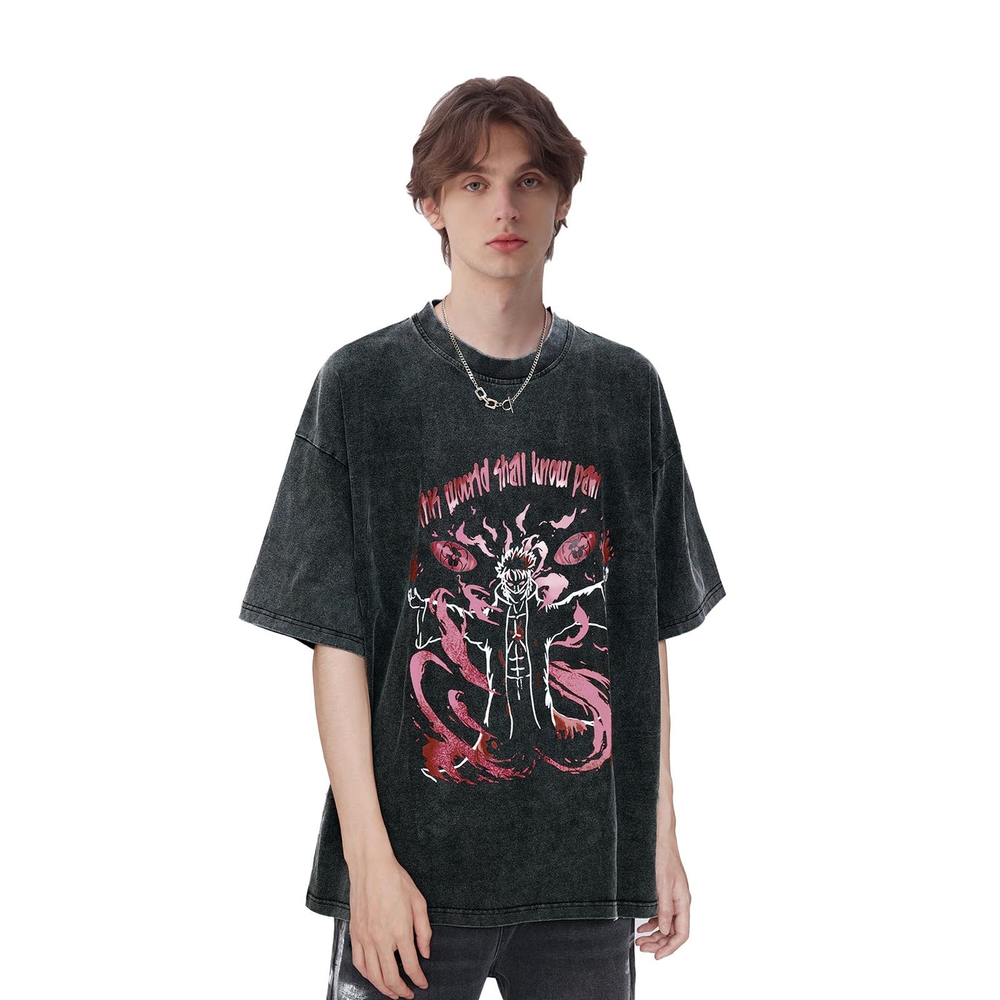 Aelfric Eden Men’s Oversized Japanese Harajuku Anime Shirt Unisex Printed Cool Tee