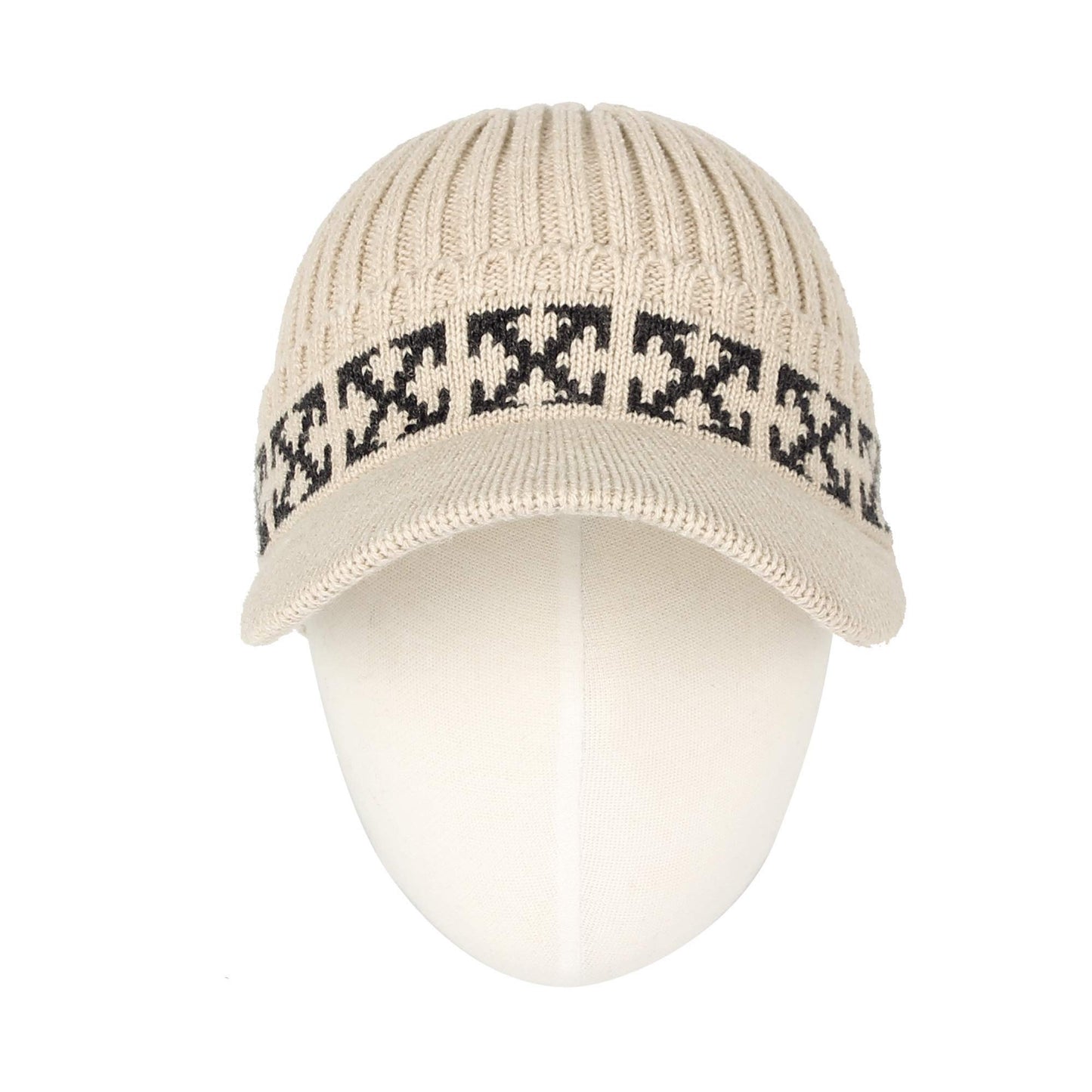 WITHMOONS Winter Knit Visor Beanie Hat Baseball Watch Cap CRQ1102 (Beige)