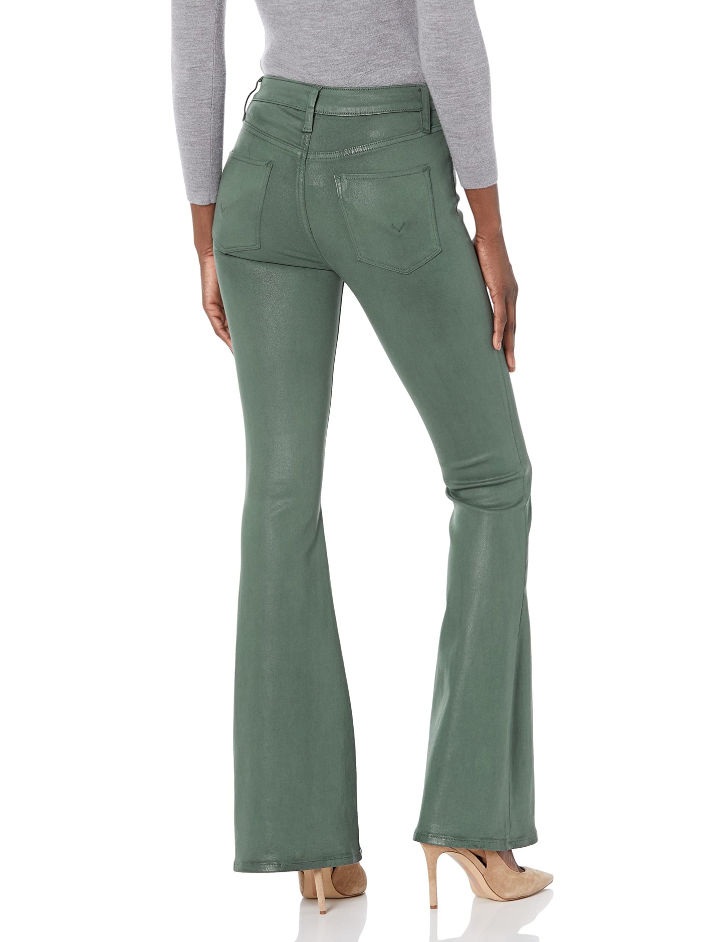 HUDSON Women's Holly High Rise, Flare Jean, Coated Garden Topiary